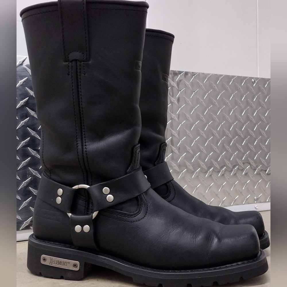 Xelement 1442 Men's 'Classic Harness' Black Leather Motorcycle Biker Boots sz 11